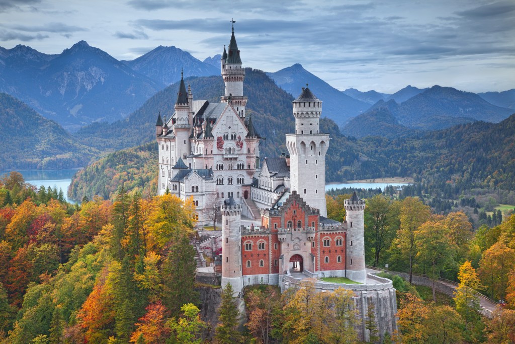 Neuschwanstein Castle in Bavaria in the Fall