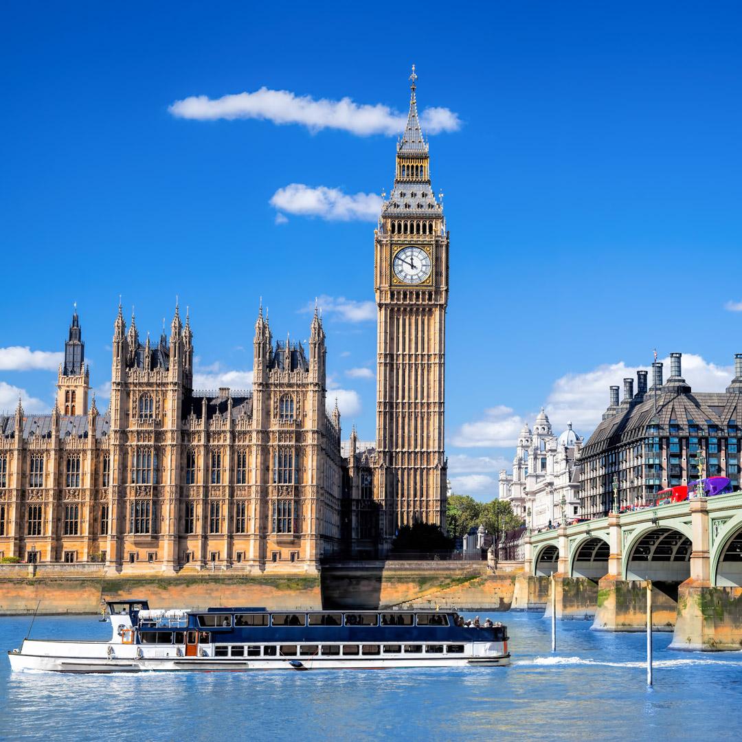 Big Ben and the Palace of Westminster on a sunny day